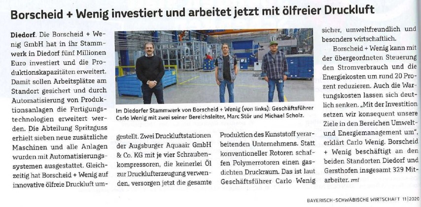 Zeitungsartikel bayerisch-schwäbische Wirtschaft